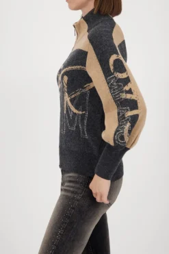 Monari Pullover & Sweatshirts*809555 anthra melange gemustert