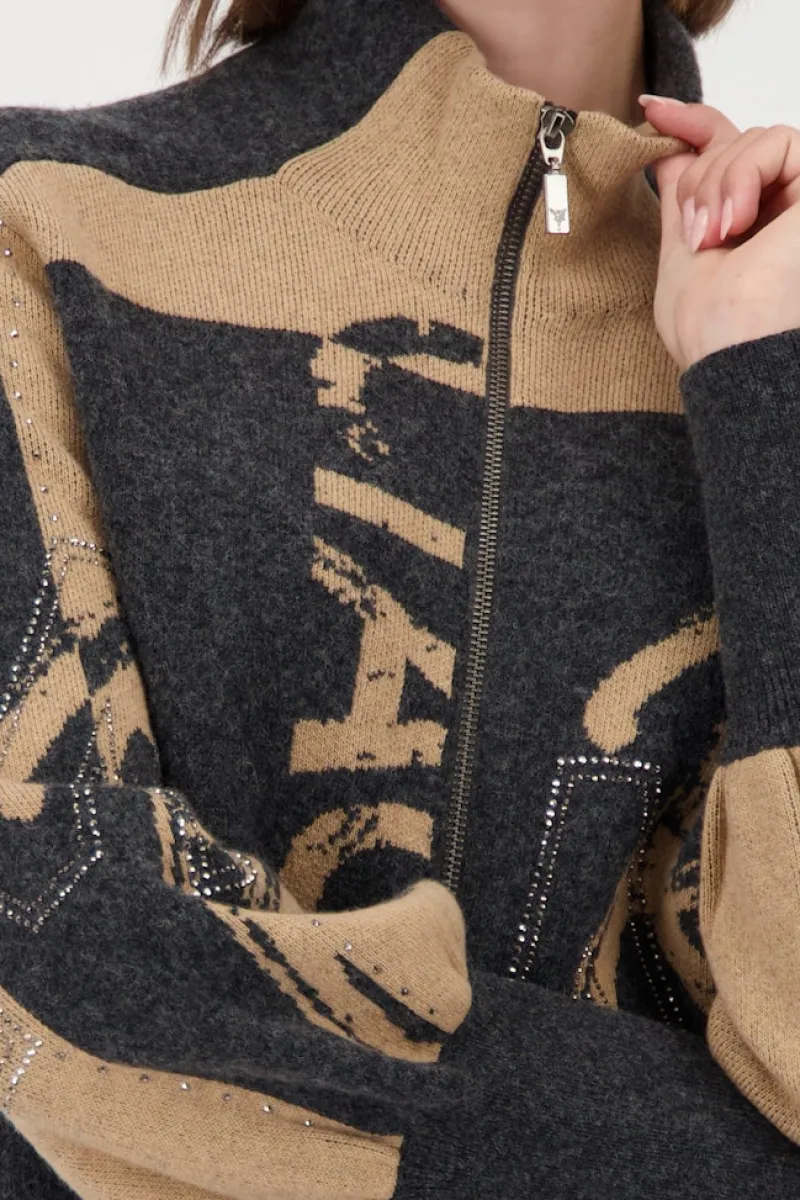 Monari Pullover & Sweatshirts*809555 anthra melange gemustert