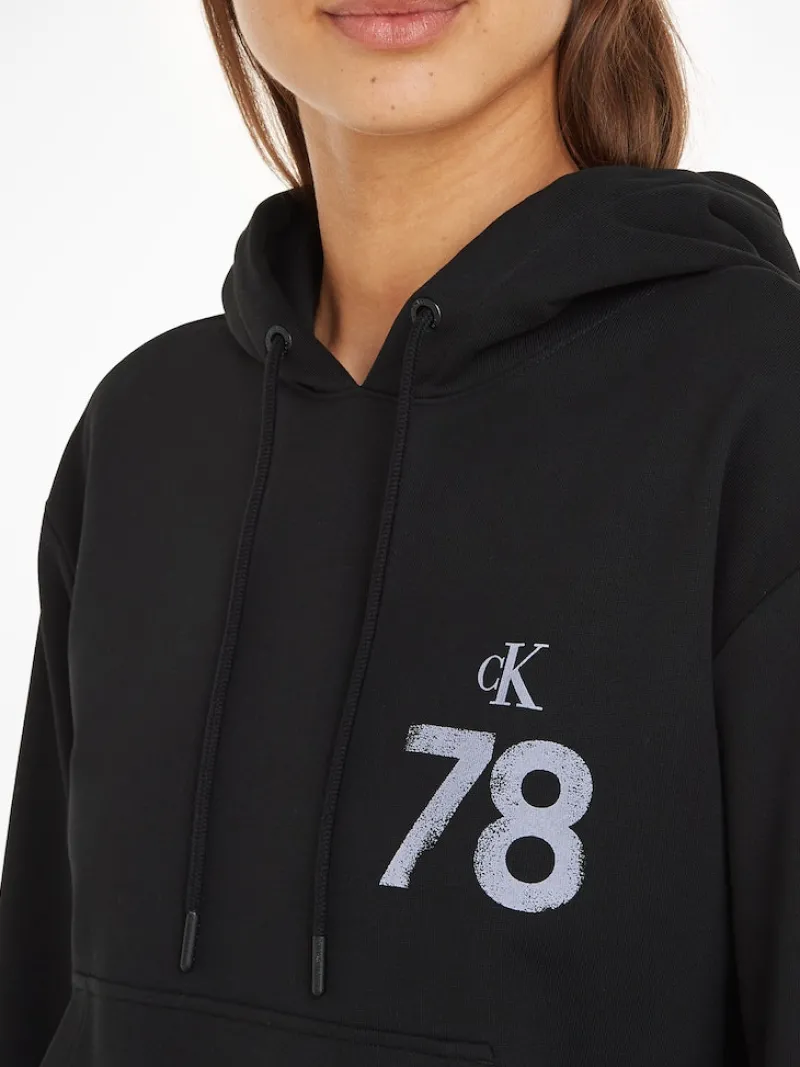 Calvin Klein Jeans Pullover & Sweatshirts*1978 ARTWORK OVERSIZED HOODIE ck black