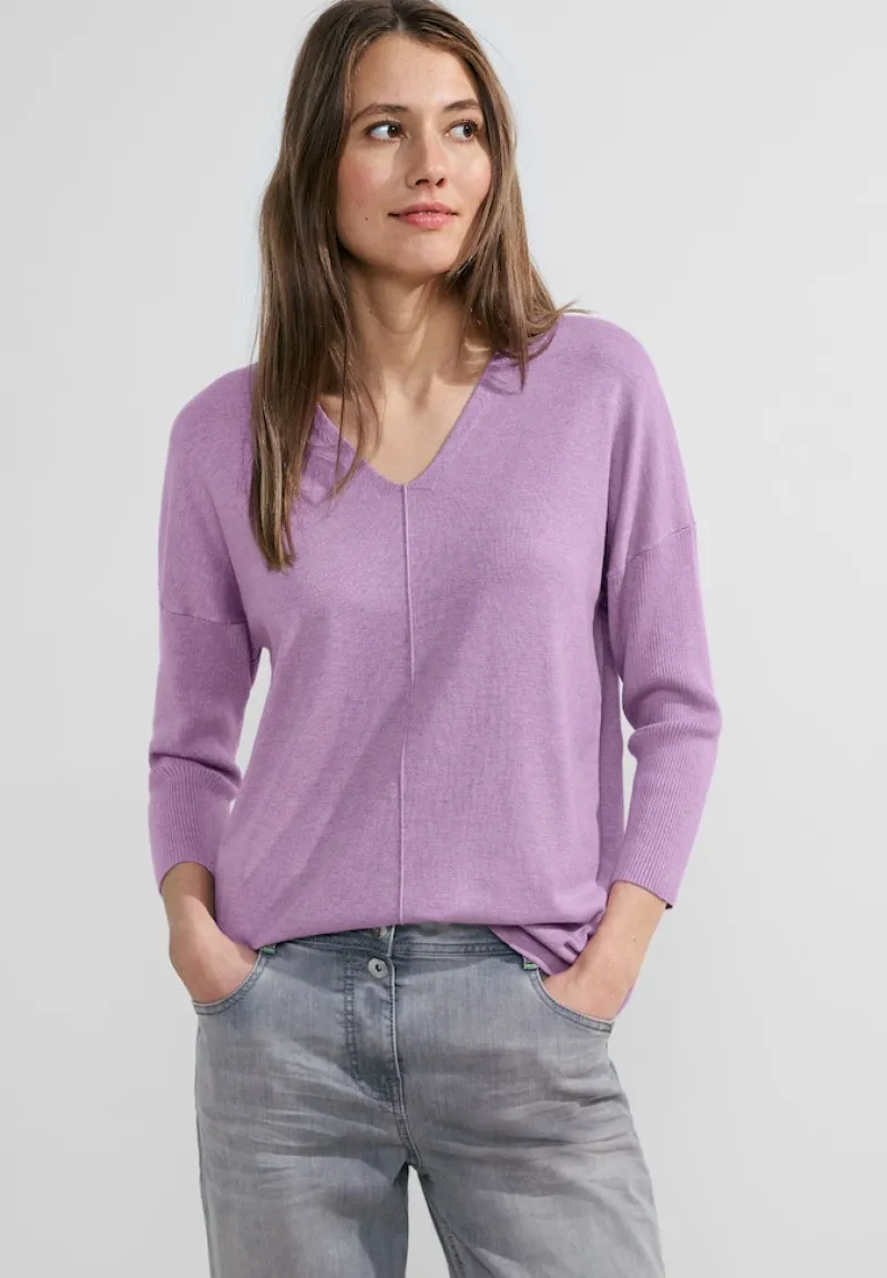 Cecil Pullover & Sweatshirts*3/4 Feinstrick Pullover sporty lilac melange