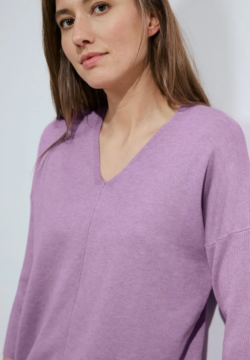 Cecil Pullover & Sweatshirts*3/4 Feinstrick Pullover sporty lilac melange
