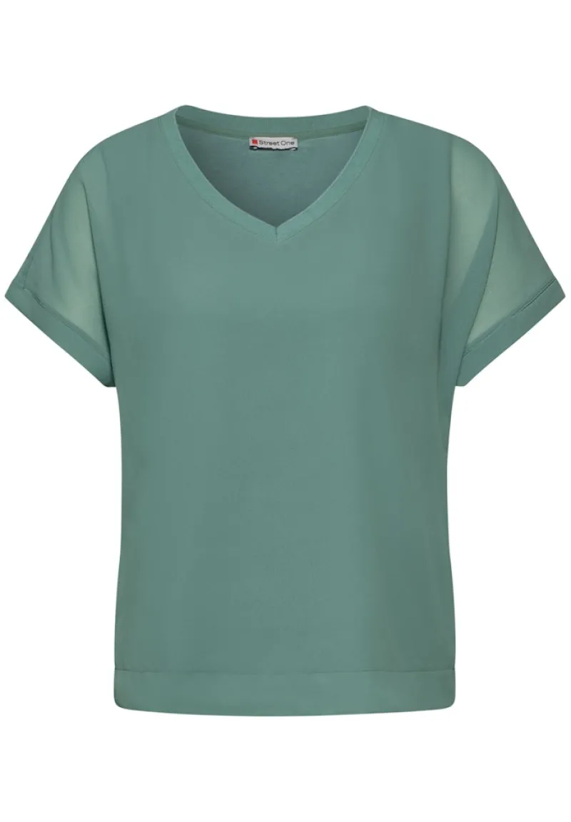Street One Shirts*2 in 1 Chiffon-T-Shirt seafoam green