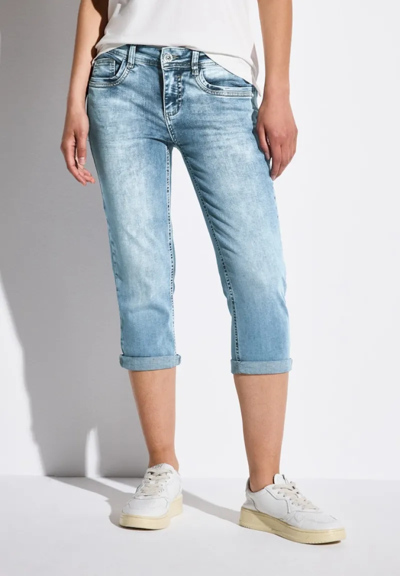 Street One Shorts*3/4 Jeans mit Glitzer-Detail medium blue random acid