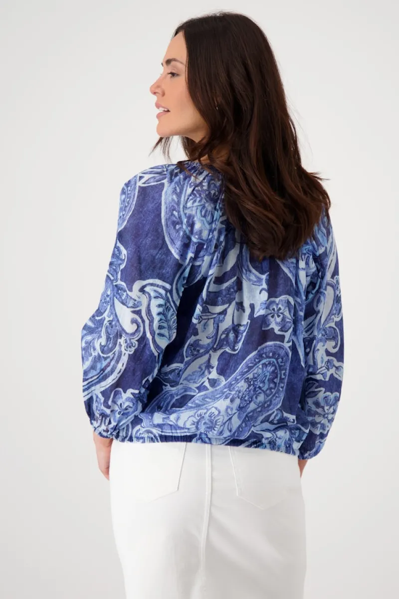 Monari Blusen*409755 navy blue gemustert