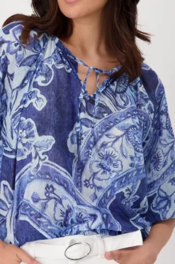 Monari Blusen*409755 navy blue gemustert