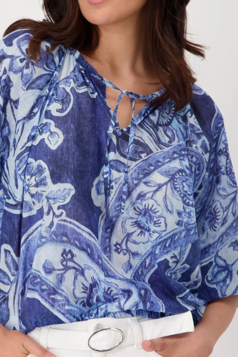 Monari Blusen*409755 navy blue gemustert