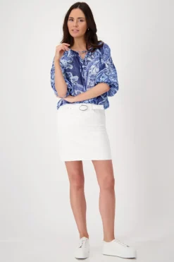 Monari Blusen*409755 navy blue gemustert