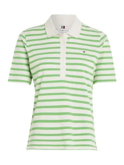 Tommy Hilfiger Shirts*1985 REG PIQUE STRIPE POLO SS breton stp w white- spring lime