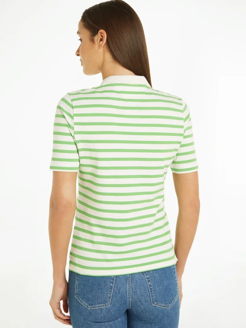 Tommy Hilfiger Shirts*1985 REG PIQUE STRIPE POLO SS breton stp w white- spring lime