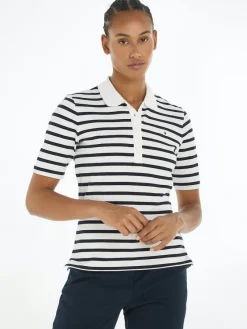 Tommy Hilfiger Shirts*1985 REG PIQUE STRIPE POLO SS breton desert sky-ecru