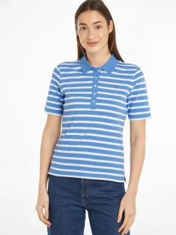 Tommy Hilfiger Shirts*1985 REG PIQUE STRIPE POLO SS breton ecru-blue spell