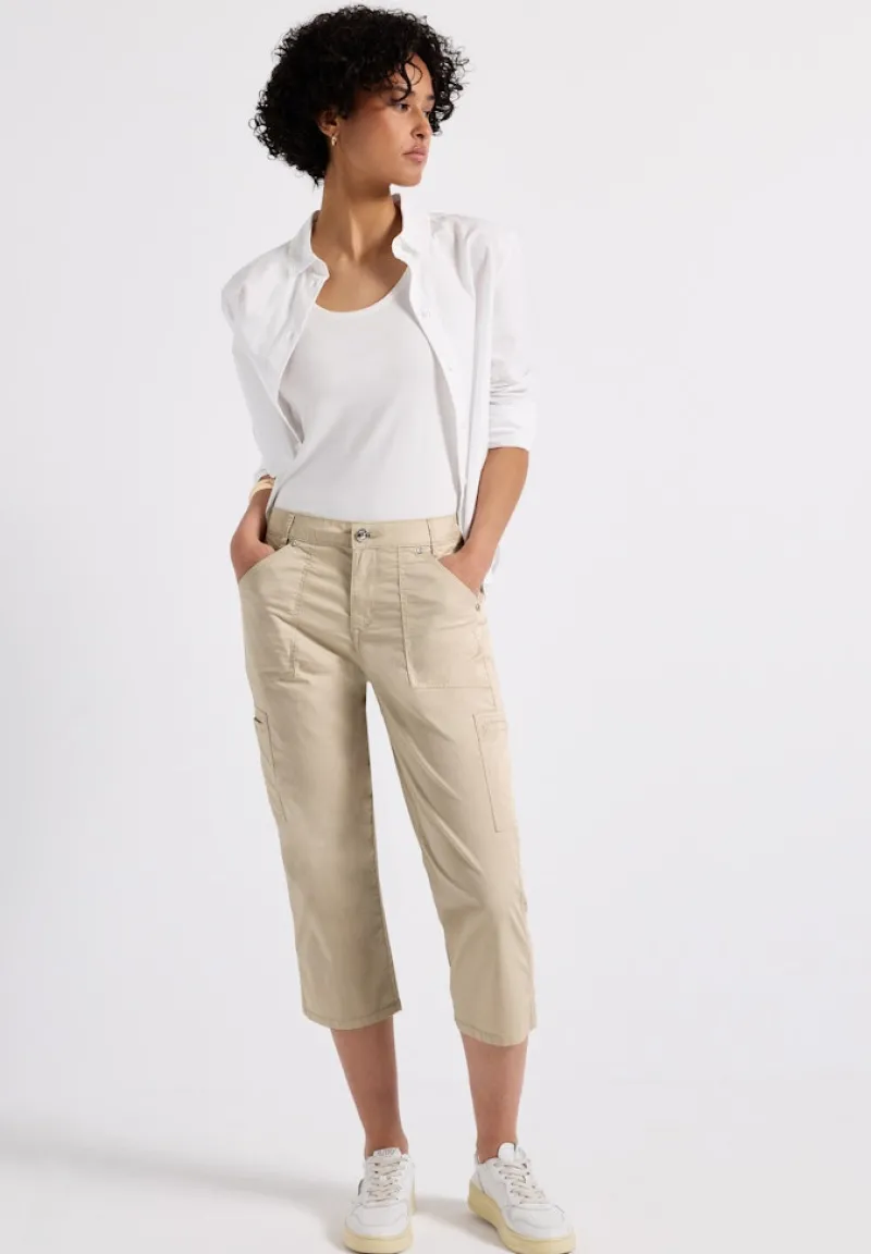 Street One Shorts*3/4 Satin Hose mit Taschen barley beige