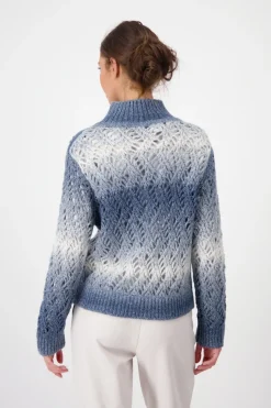 Monari Pullover & Sweatshirts*Ajour Pullover mit Lurex smokey blue gemustert