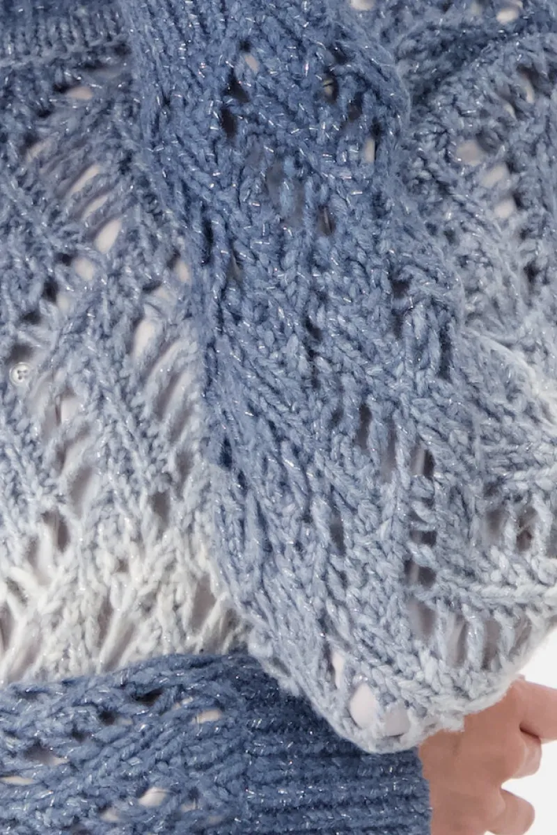 Monari Pullover & Sweatshirts*Ajour Pullover mit Lurex smokey blue gemustert