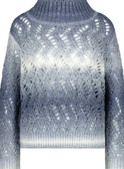 Monari Pullover & Sweatshirts*Ajour Pullover mit Lurex smokey blue gemustert