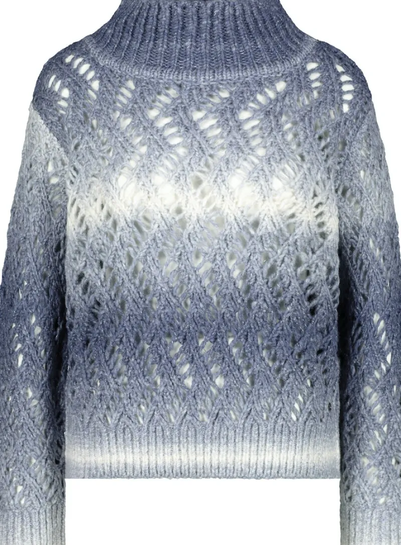 Monari Pullover & Sweatshirts*Ajour Pullover mit Lurex smokey blue gemustert