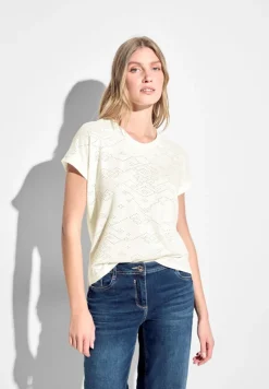 Cecil Shirts*Ajour T-Shirt vanilla white