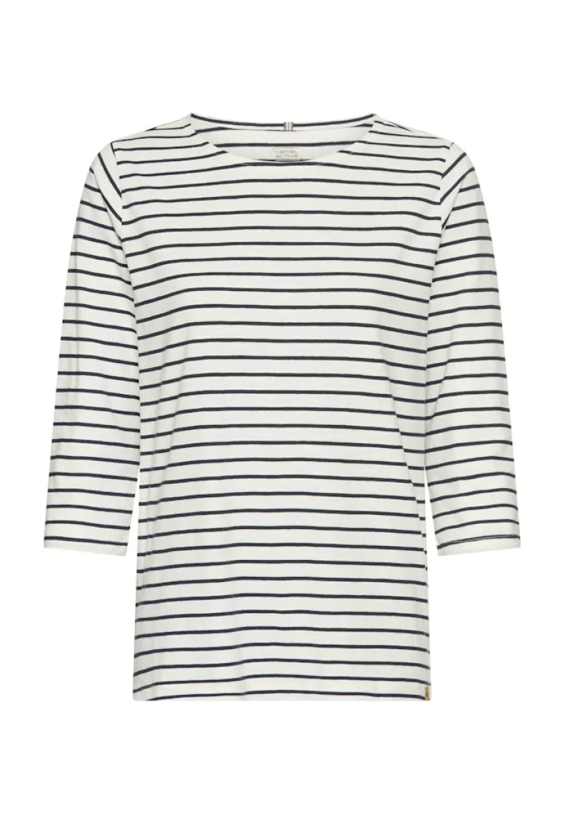 Camel Active Shirts*3/4-Arm T-Shirt mit Seitenschlitzen night blue stripes