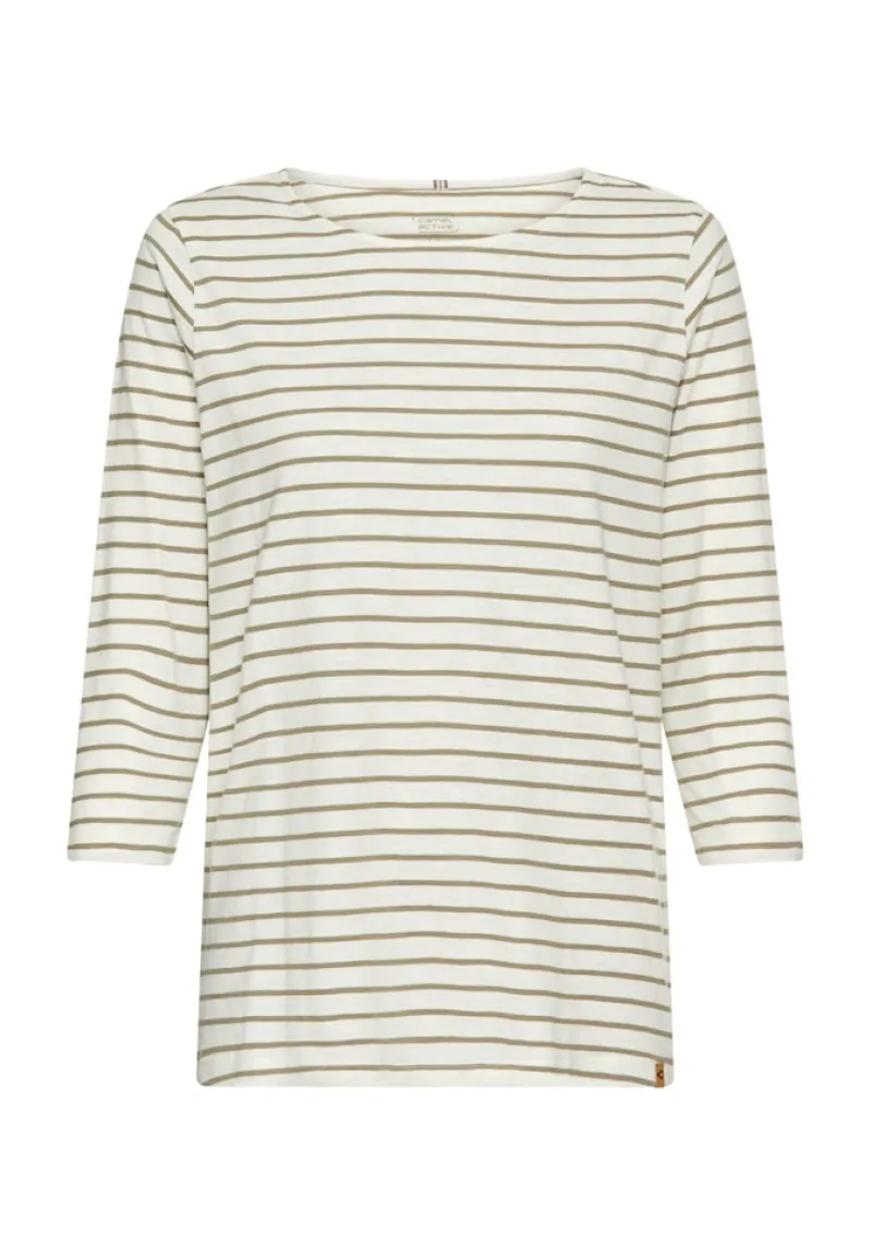 Camel Active Shirts*3/4-Arm T-Shirt mit Seitenschlitzen light khaki stripes