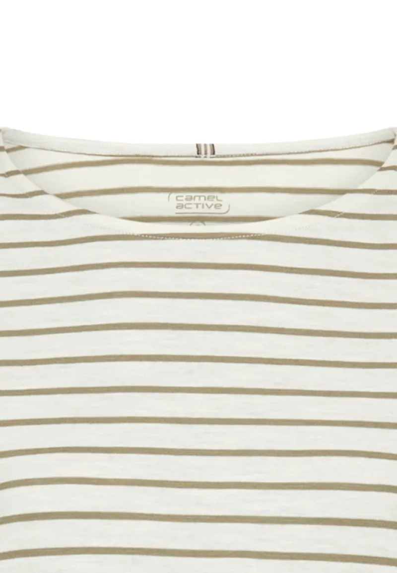 Camel Active Shirts*3/4-Arm T-Shirt mit Seitenschlitzen light khaki stripes