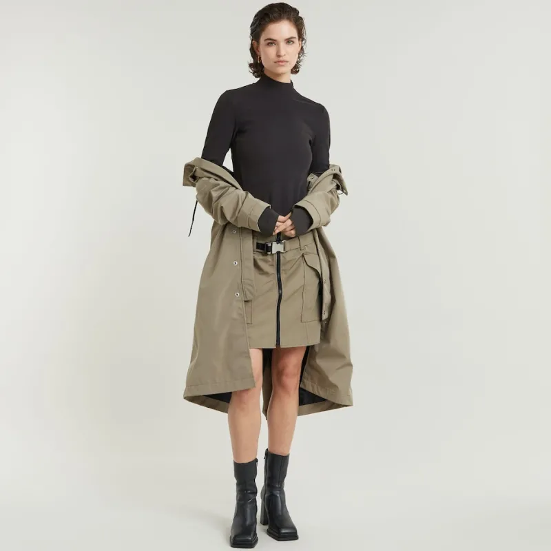 G-star Raw Shirts*Asymmetric zip cropped slim mock ls wmn dk black