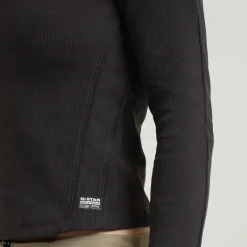 G-star Raw Shirts*Asymmetric zip cropped slim mock ls wmn dk black