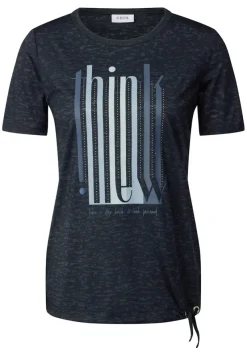 Cecil Shirts*Ausbrenner-Shirt mit Wording universal blue