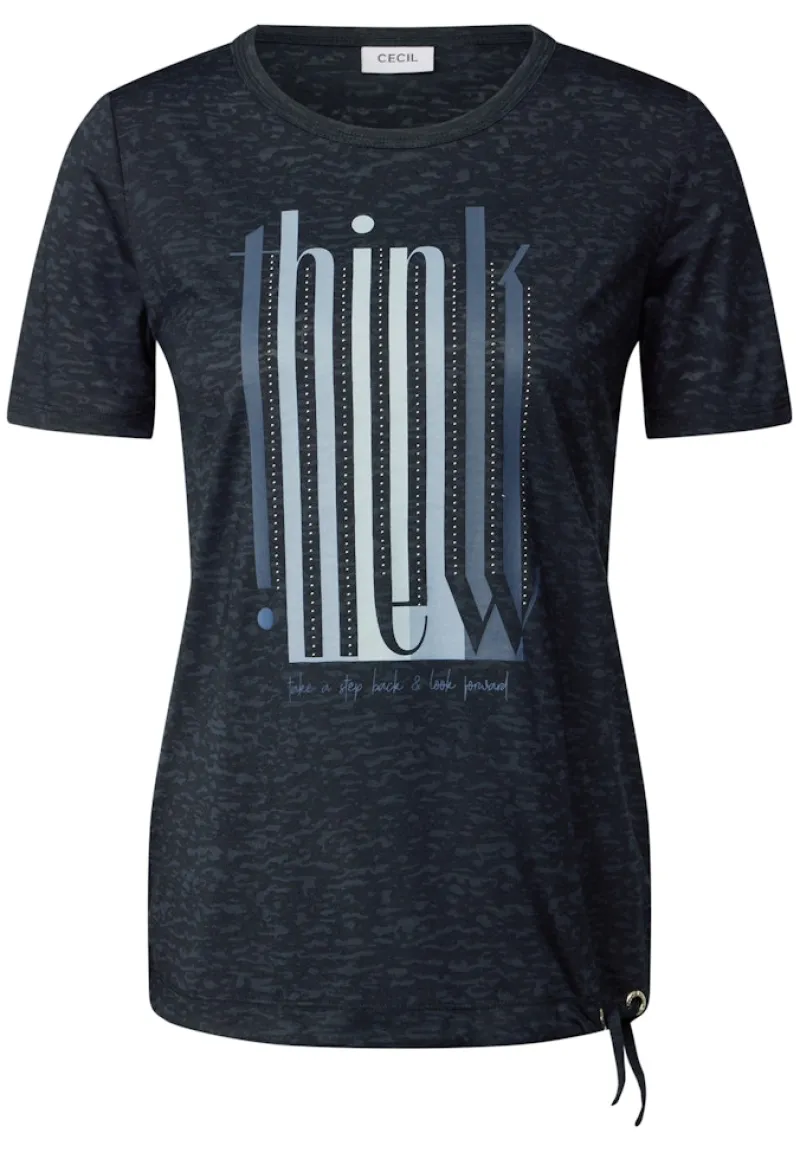 Cecil Shirts*Ausbrenner-Shirt mit Wording universal blue