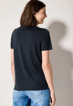 Cecil Shirts*Ausbrenner-Shirt mit Wording universal blue