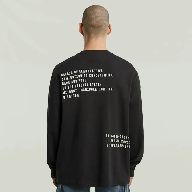 G-star Raw Shirts*Back embro text loose r t ls dk black