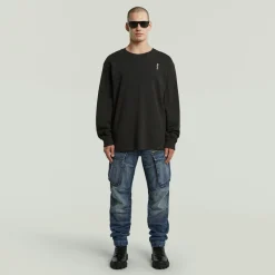 G-star Raw Shirts*Back embro text loose r t ls dk black