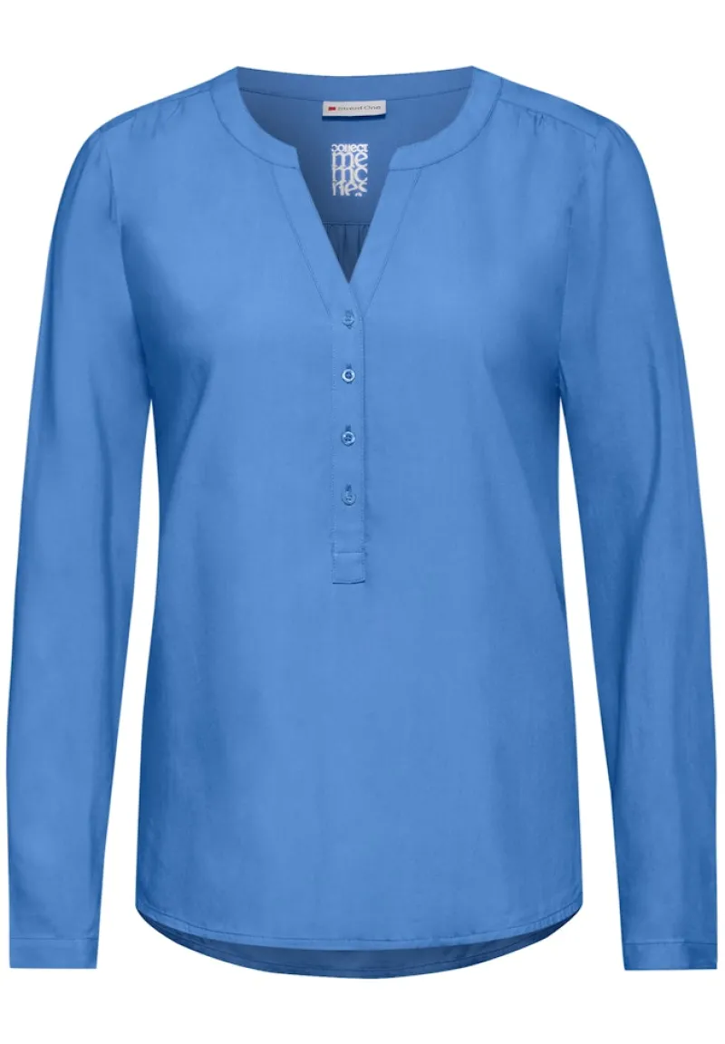 Street One Blusen*Basic Bluse in Unifarbe marina blue