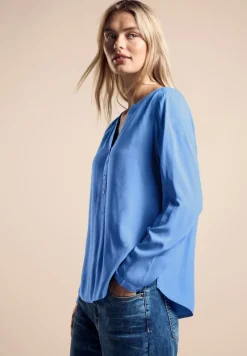Street One Blusen*Basic Bluse in Unifarbe marina blue