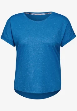 Cecil Shirts*Basic Glitzer T-Shirt azure blue melange