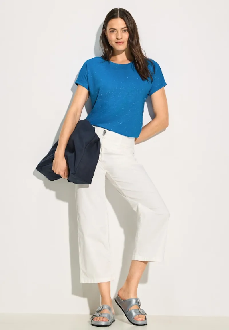 Cecil Shirts*Basic Glitzer T-Shirt azure blue melange