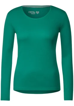 Cecil Shirts*Basic Langarmshirt smaragd green
