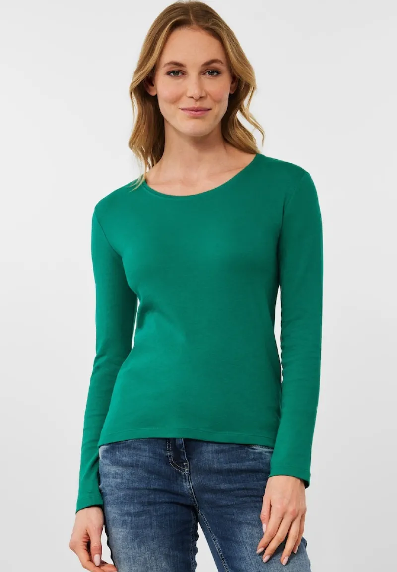 Cecil Shirts*Basic Langarmshirt smaragd green