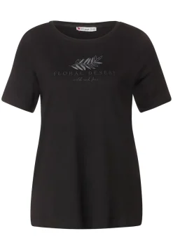 Street One Shirts*Basic Partprint T-Shirt Black