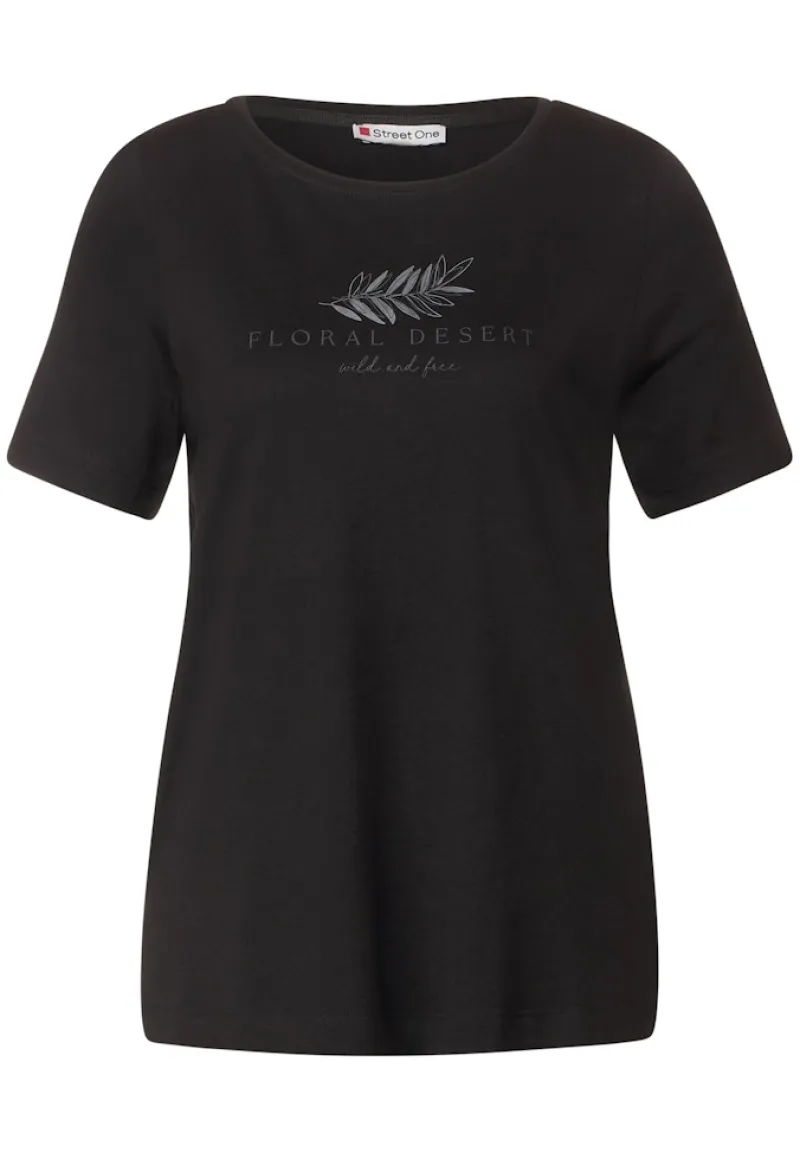 Street One Shirts*Basic Partprint T-Shirt Black