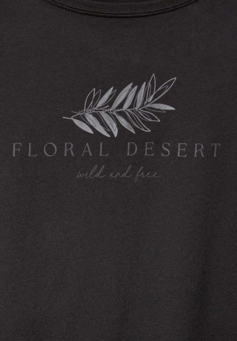 Street One Shirts*Basic Partprint T-Shirt Black