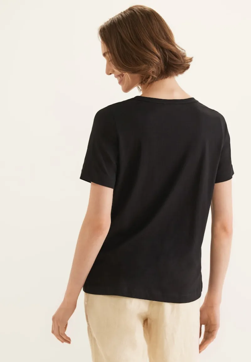 Street One Shirts*Basic Partprint T-Shirt Black