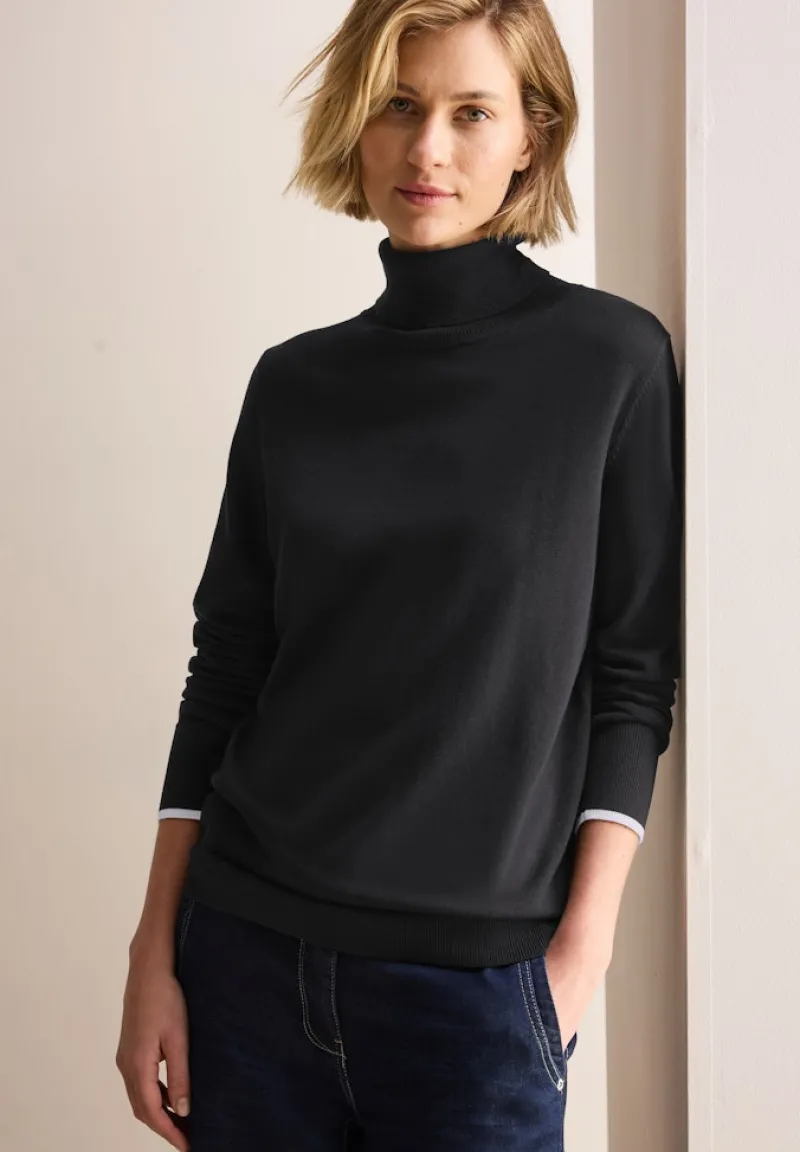Cecil Pullover & Sweatshirts*Basic Rollkragen-Pullover Black