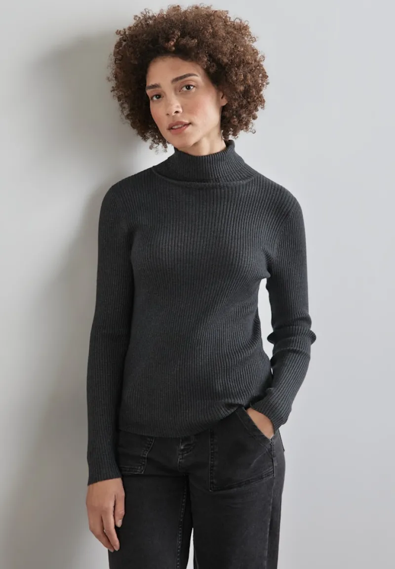 Street One Pullover & Sweatshirts*Basic Rollkragen-Pullover gravel grey mel.