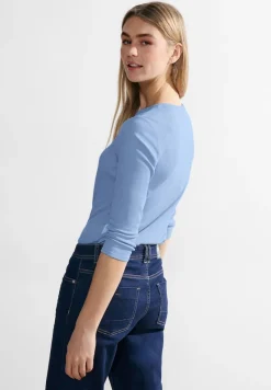 Cecil Shirts*Basic Shirt in Unifarbe soda blue