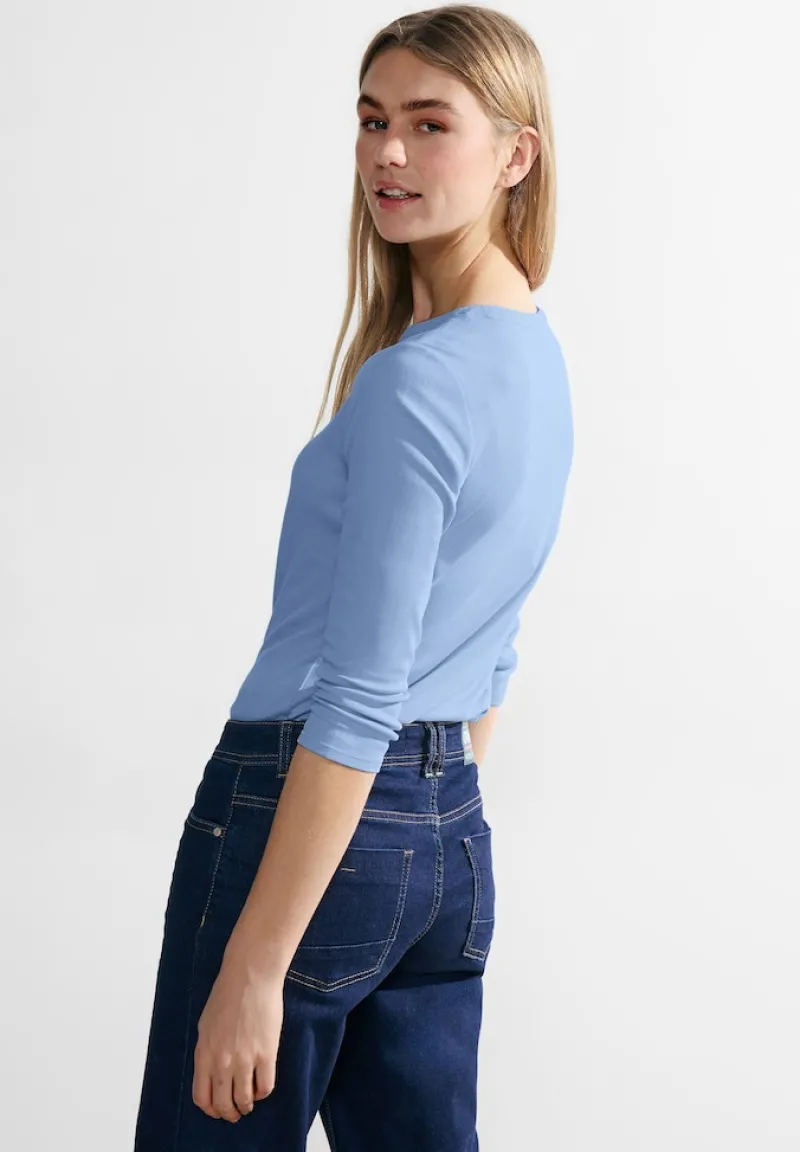 Cecil Shirts*Basic Shirt in Unifarbe soda blue