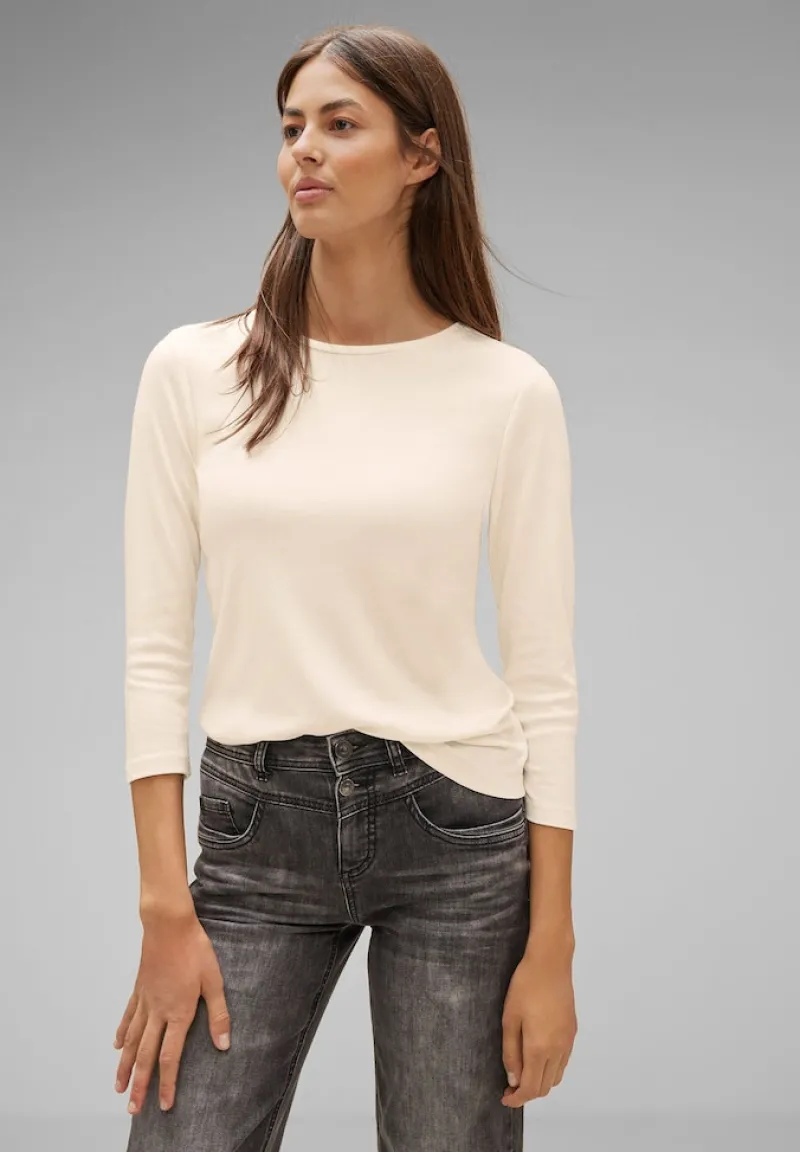 Street One Shirts*Basic Shirt mit 3/4 Arm lucid white