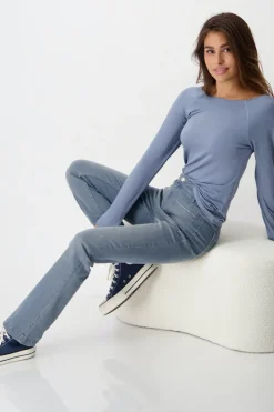 Monari Shirts*Basic Shirt mit Glanznaht smokey blue