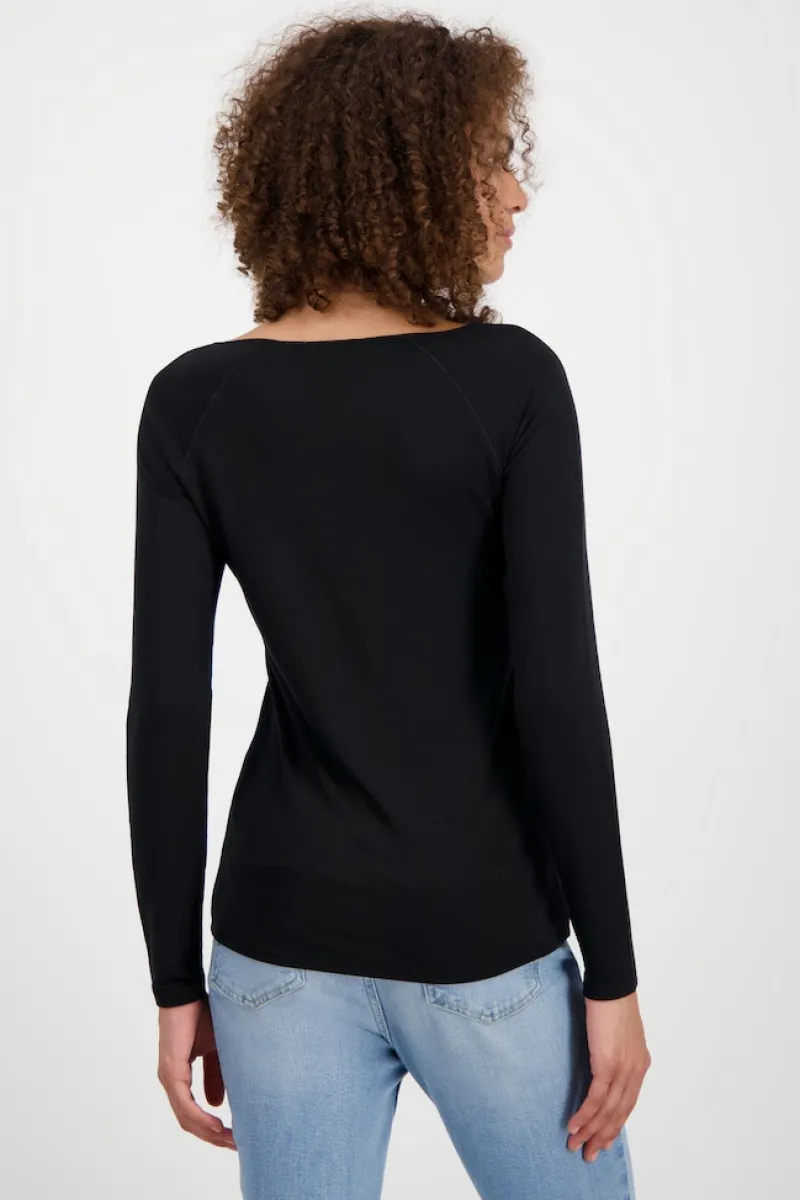 Monari Shirts*Basic Shirt mit Glanznaht Schwarz