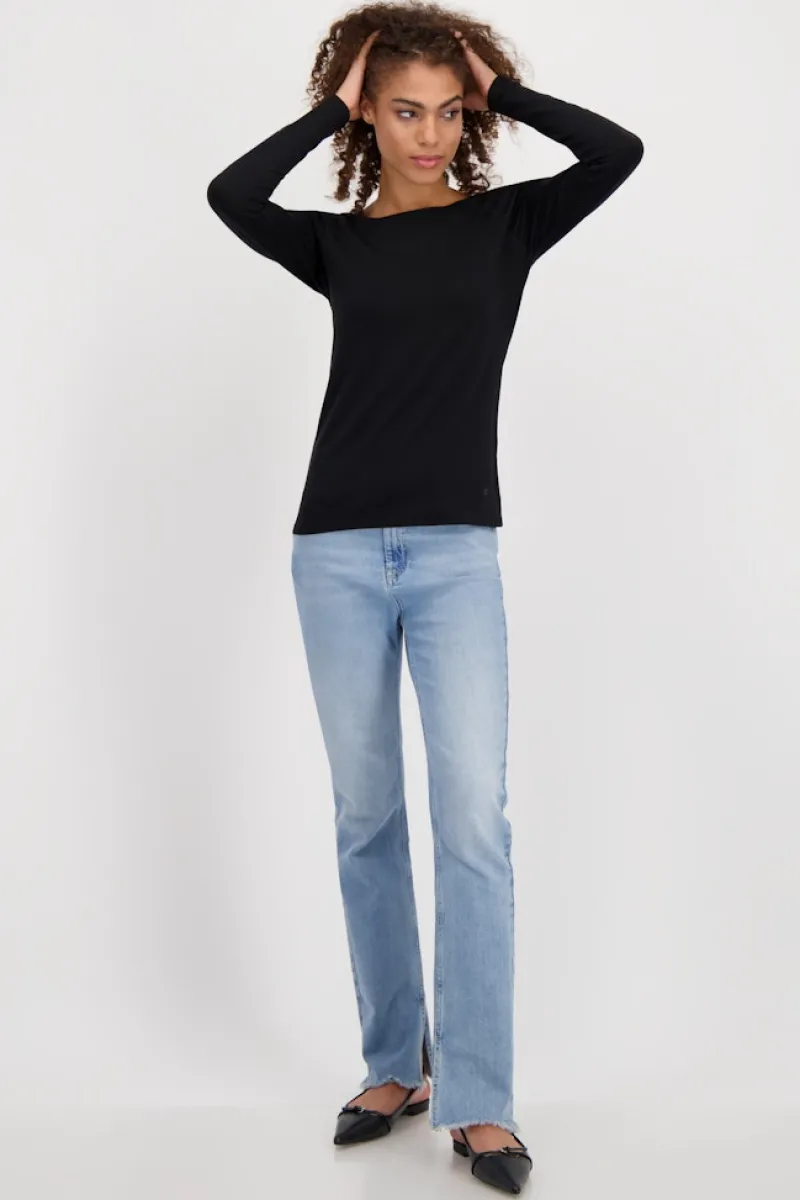 Monari Shirts*Basic Shirt mit Glanznaht Schwarz