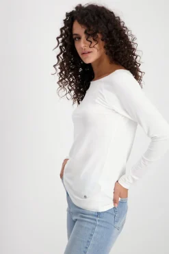 Monari Shirts*Basic Shirt mit Glanznaht off-white